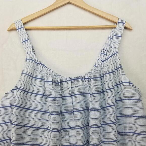 Lane Bryant Linen Blend Cami Tank Top Womens 16 Plus White Blue Striped - Picture 3 of 10